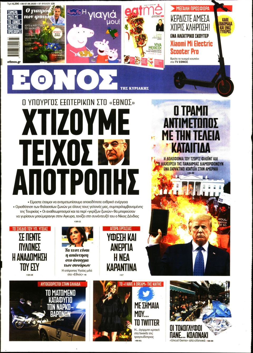 Πρωτοσέλιδο Εφημερίδας - Έθνος - 2020-06-06