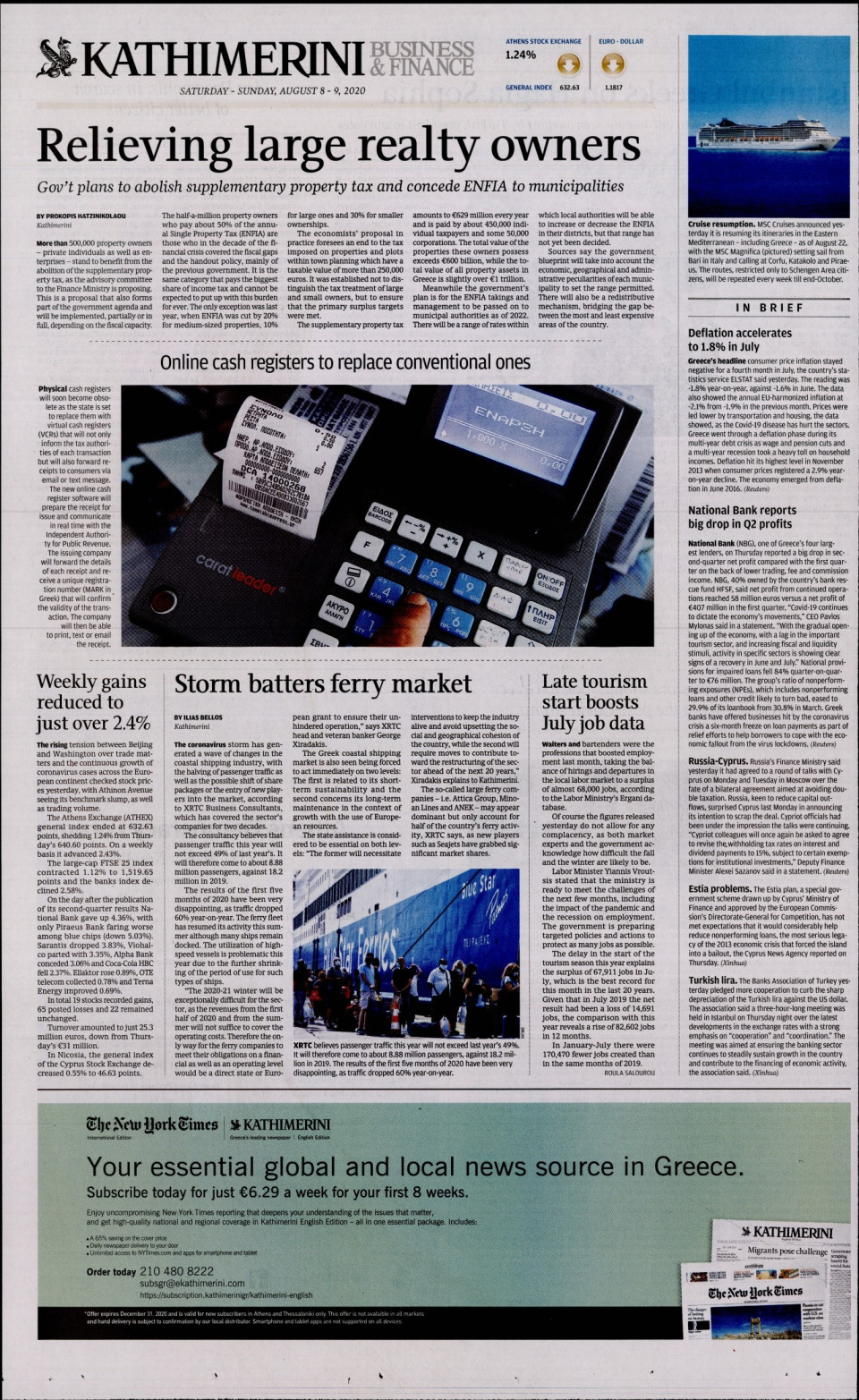 Οπισθόφυλλο Εφημερίδας - INTERNATIONAL NEW YORK TIMES_KATHIMERINI - 2020-08-08