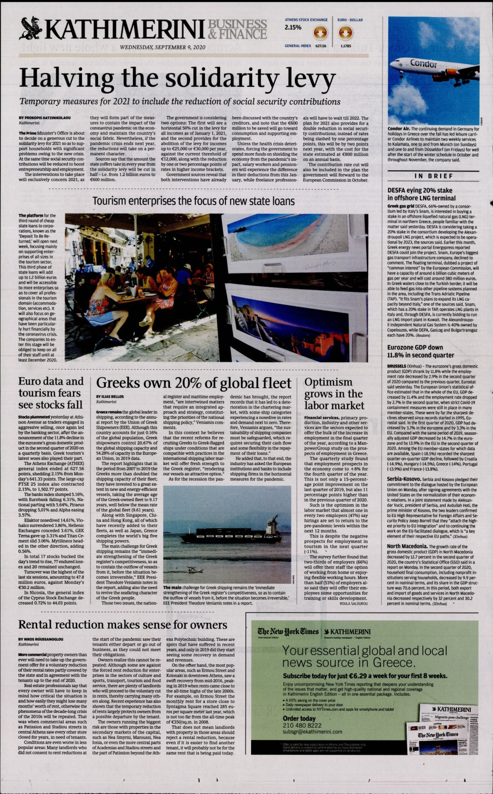 Οπισθόφυλλο Εφημερίδας - INTERNATIONAL NEW YORK TIMES_KATHIMERINI - 2020-09-09