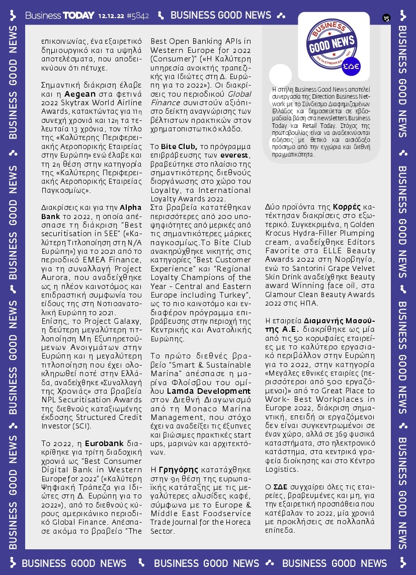 Οπισθόφυλλο Εφημερίδας - BUSINESS TODAY - 2022-12-12