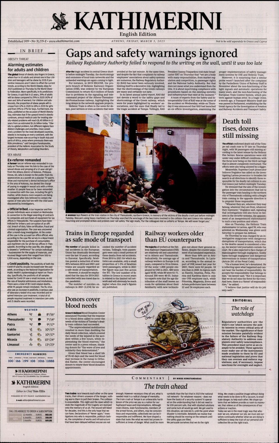 Πρωτοσέλιδο Εφημερίδας - INTERNATIONAL NEW YORK TIMES_KATHIMERINI - 2023-03-03
