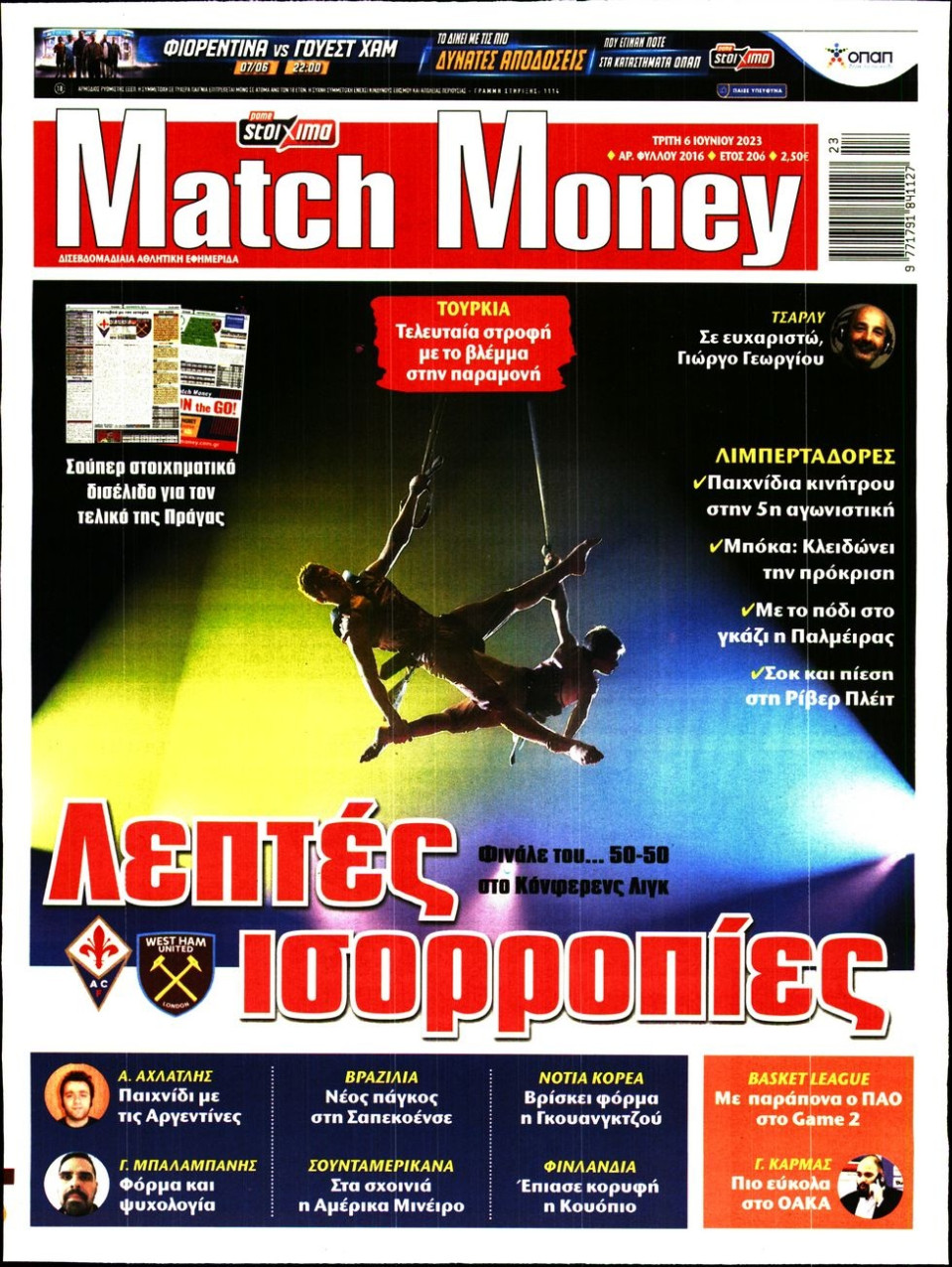 Πρωτοσέλιδο Εφημερίδας - Match Money - 2023-06-06