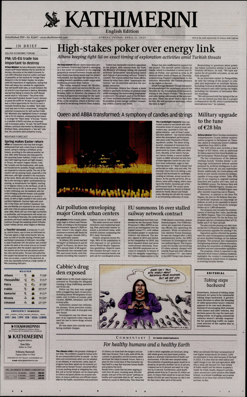 Πρωτοσέλιδο Εφημερίδας - INTERNATIONAL NEW YORK TIMES_KATHIMERINI - 2025-04-11