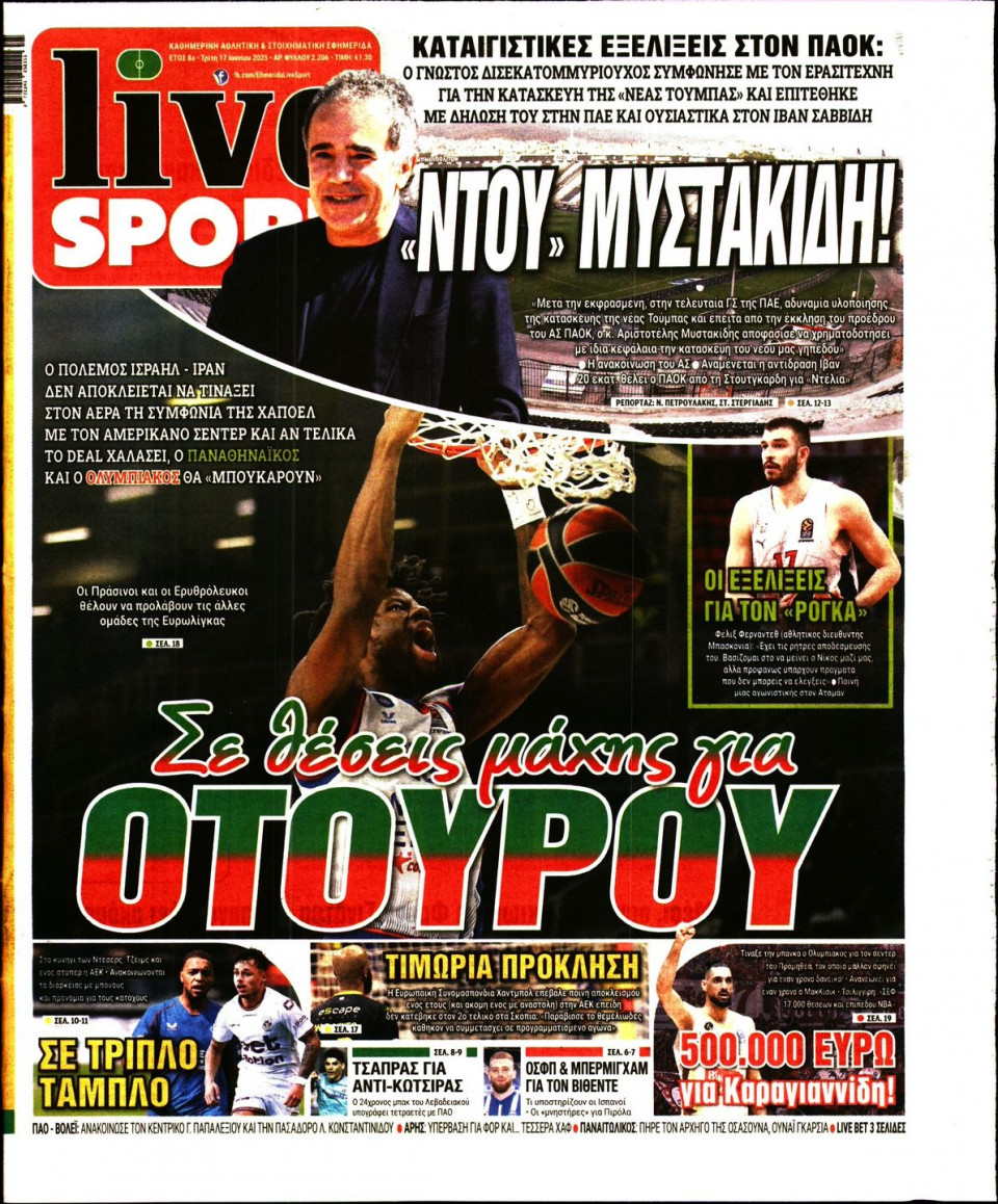 Πρωτοσέλιδο Εφημερίδας - Live Sport - 2025-06-17
