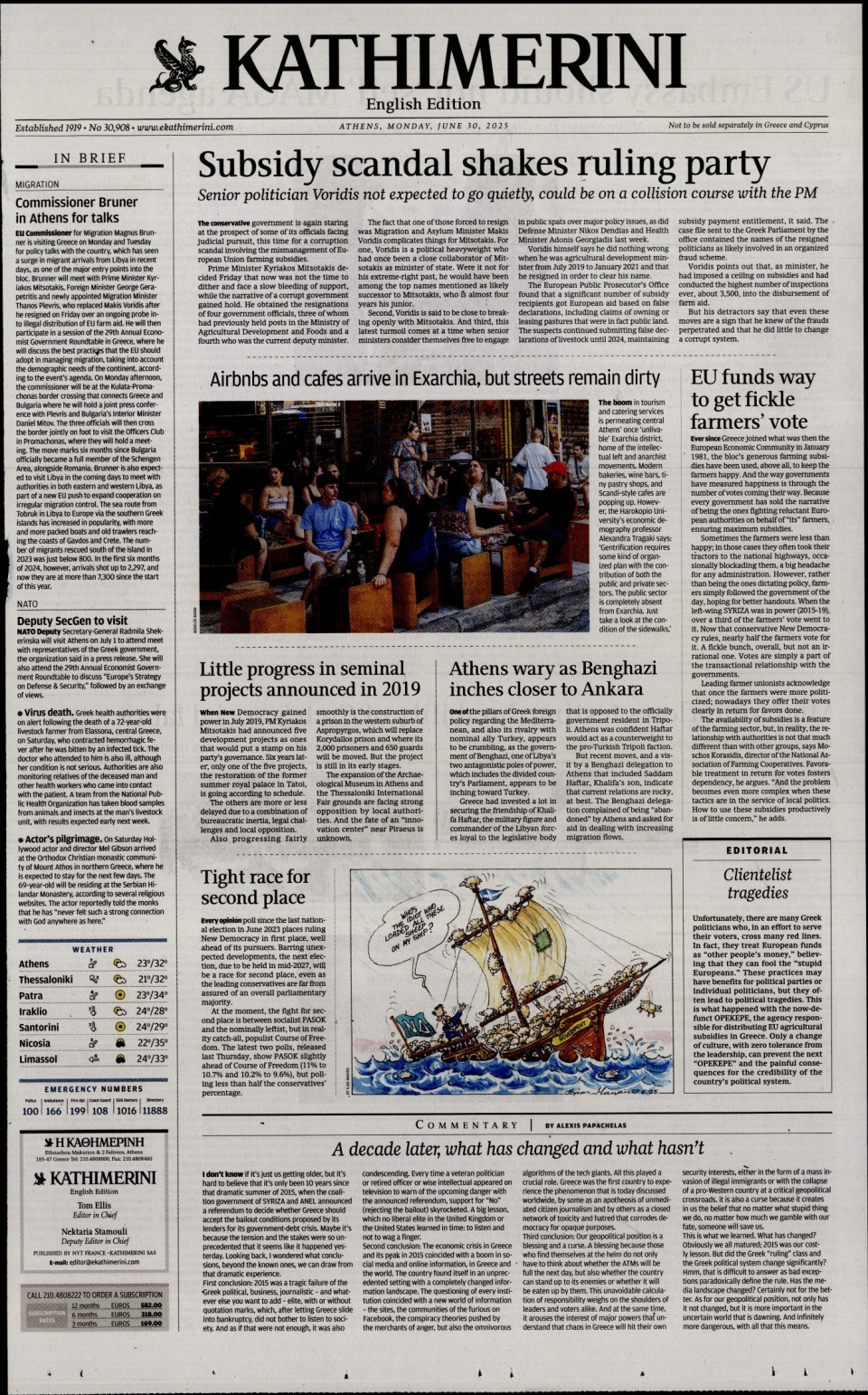 Πρωτοσέλιδο Εφημερίδας - INTERNATIONAL NEW YORK TIMES_KATHIMERINI - 2025-06-30