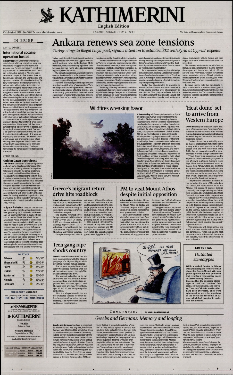 Πρωτοσέλιδο Εφημερίδας - INTERNATIONAL NEW YORK TIMES_KATHIMERINI - 2025-07-04