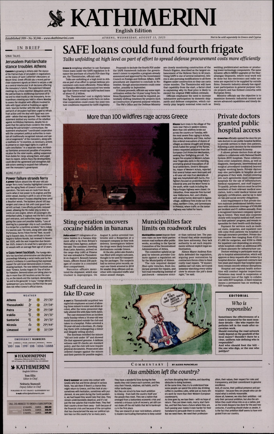 Πρωτοσέλιδο Εφημερίδας - INTERNATIONAL NEW YORK TIMES_KATHIMERINI - 2025-08-13