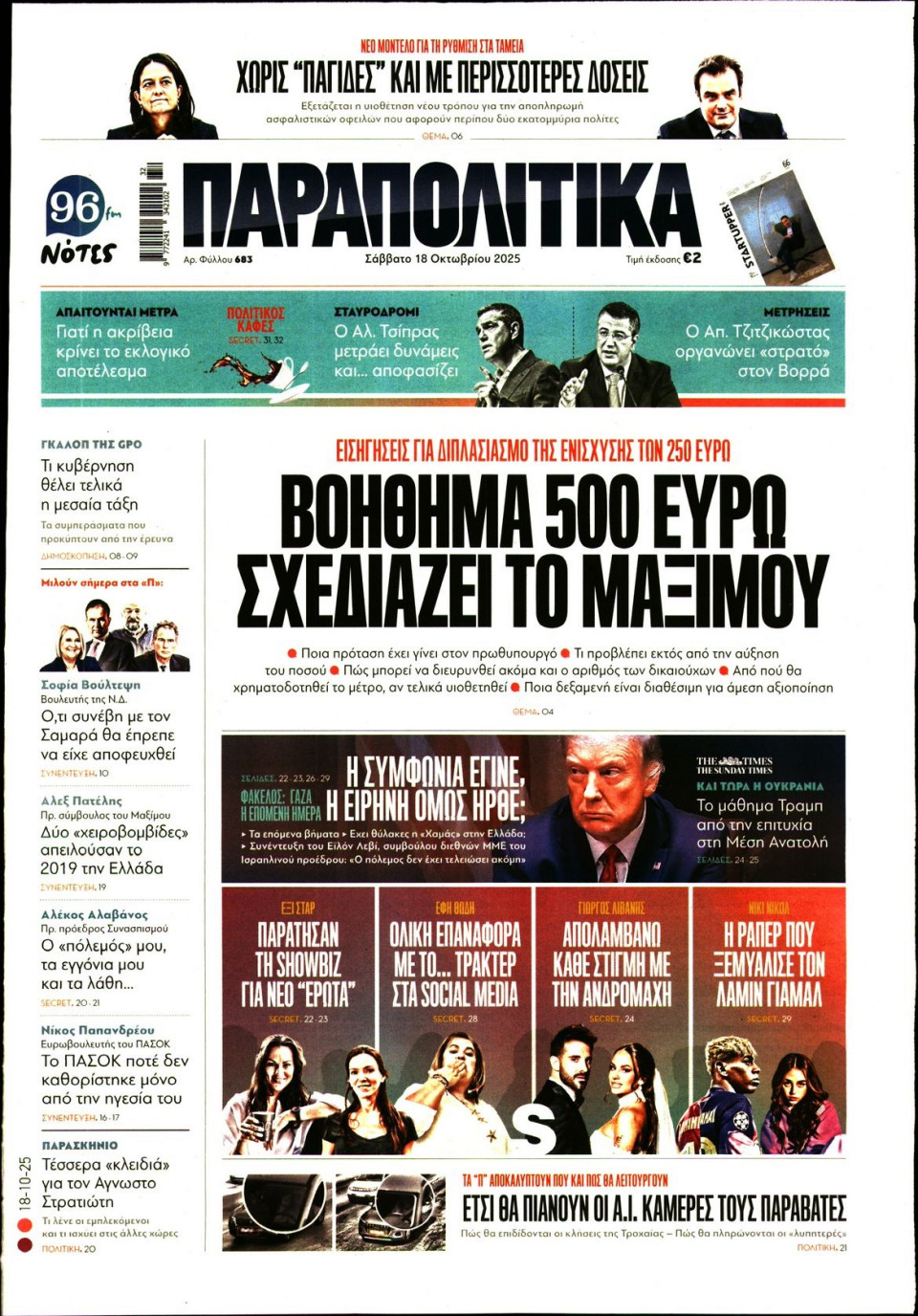 Πρωτοσέλιδο Εφημερίδας - ΠΑΡΑΠΟΛΙΤΙΚΑ - 2025-10-18