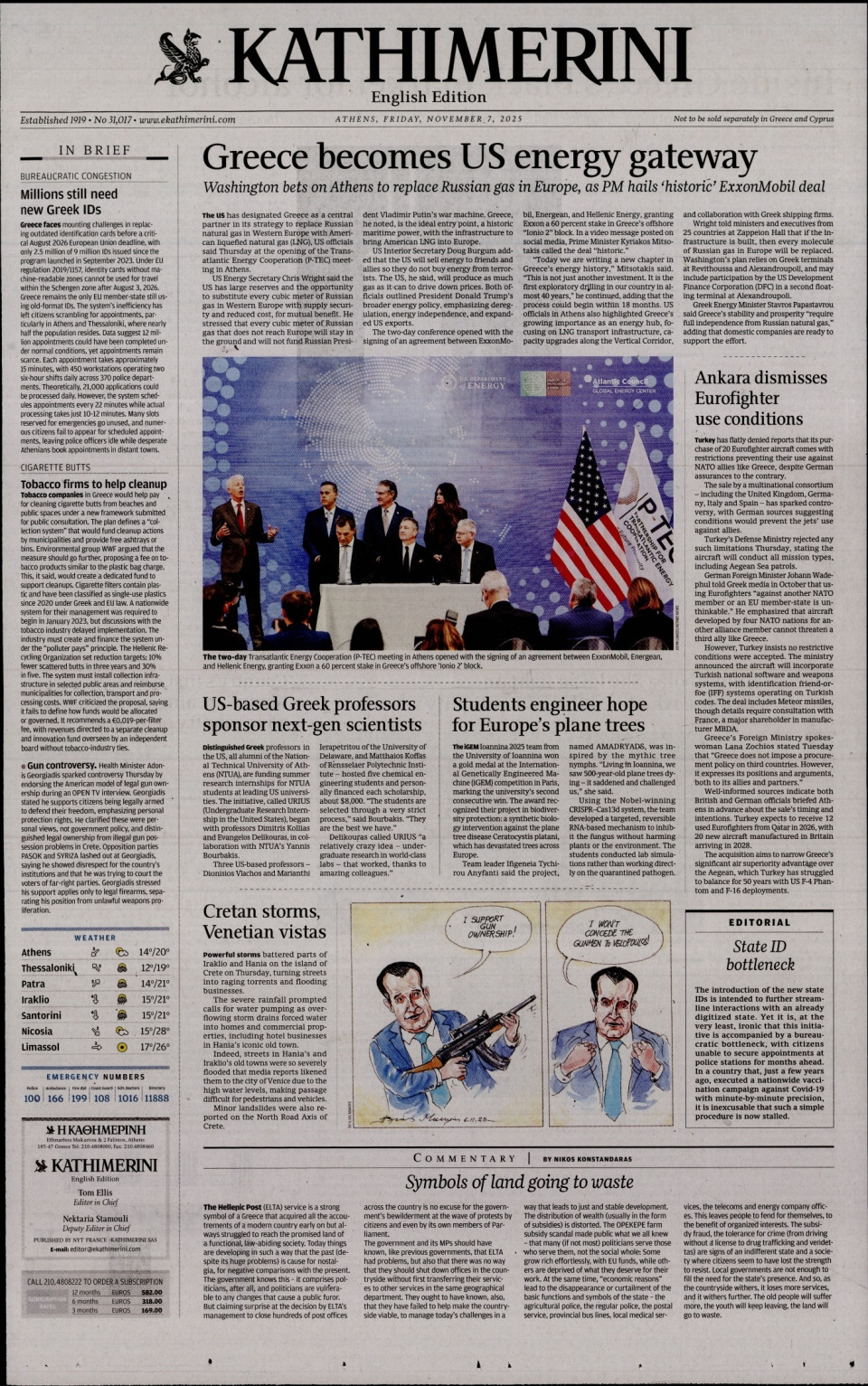 Πρωτοσέλιδο Εφημερίδας - INTERNATIONAL NEW YORK TIMES_KATHIMERINI - 2025-11-07