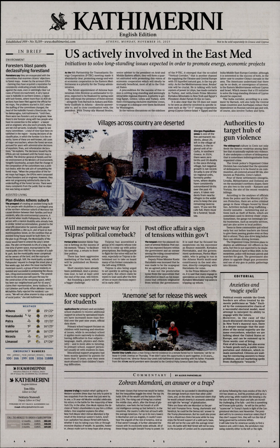 Πρωτοσέλιδο Εφημερίδας - INTERNATIONAL NEW YORK TIMES_KATHIMERINI - 2025-11-10