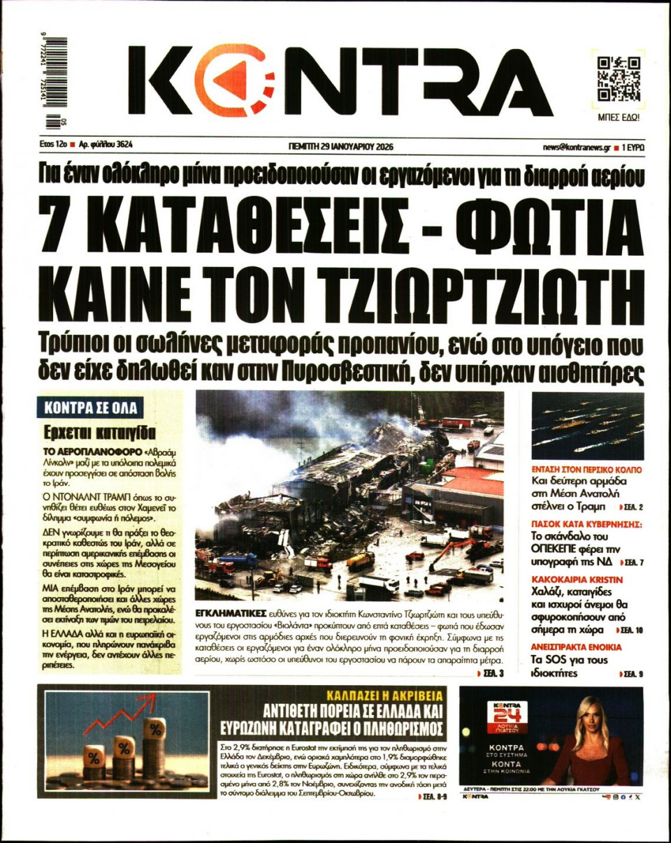 Πρωτοσέλιδο Εφημερίδας - KONTRA NEWS - 2026-01-29