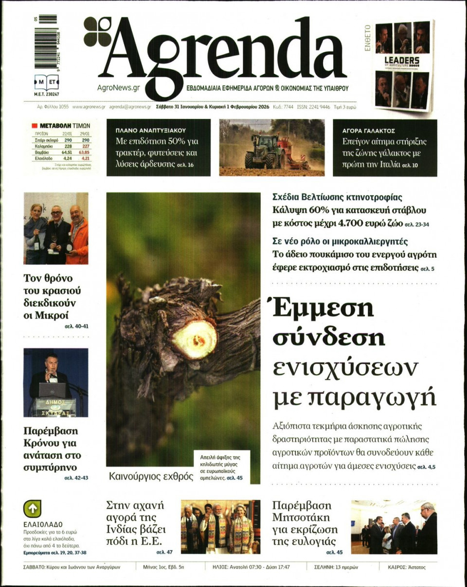 Πρωτοσέλιδο Εφημερίδας - AGRENDA - 2026-01-31