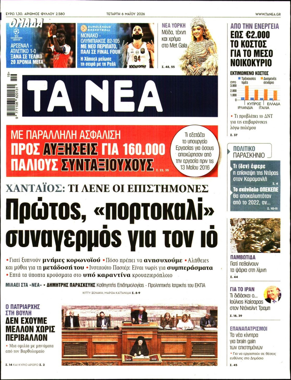 Πρωτοσέλιδο Εφημερίδας - Τα Νέα - 2026-05-06