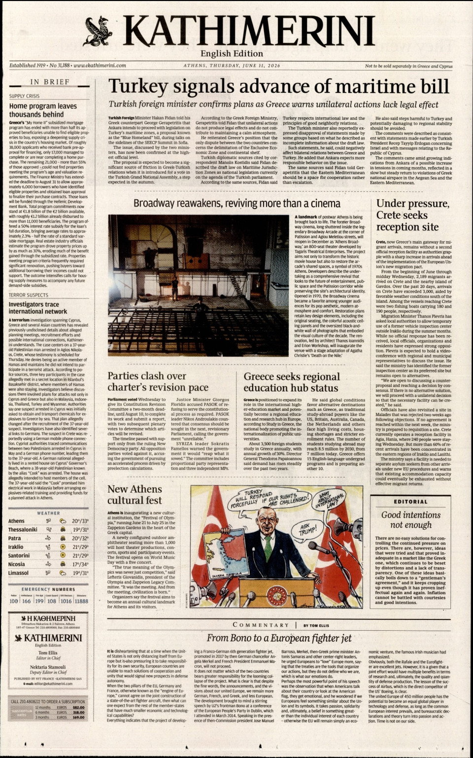 Πρωτοσέλιδο Εφημερίδας - INTERNATIONAL NEW YORK TIMES_KATHIMERINI - 2026-06-11