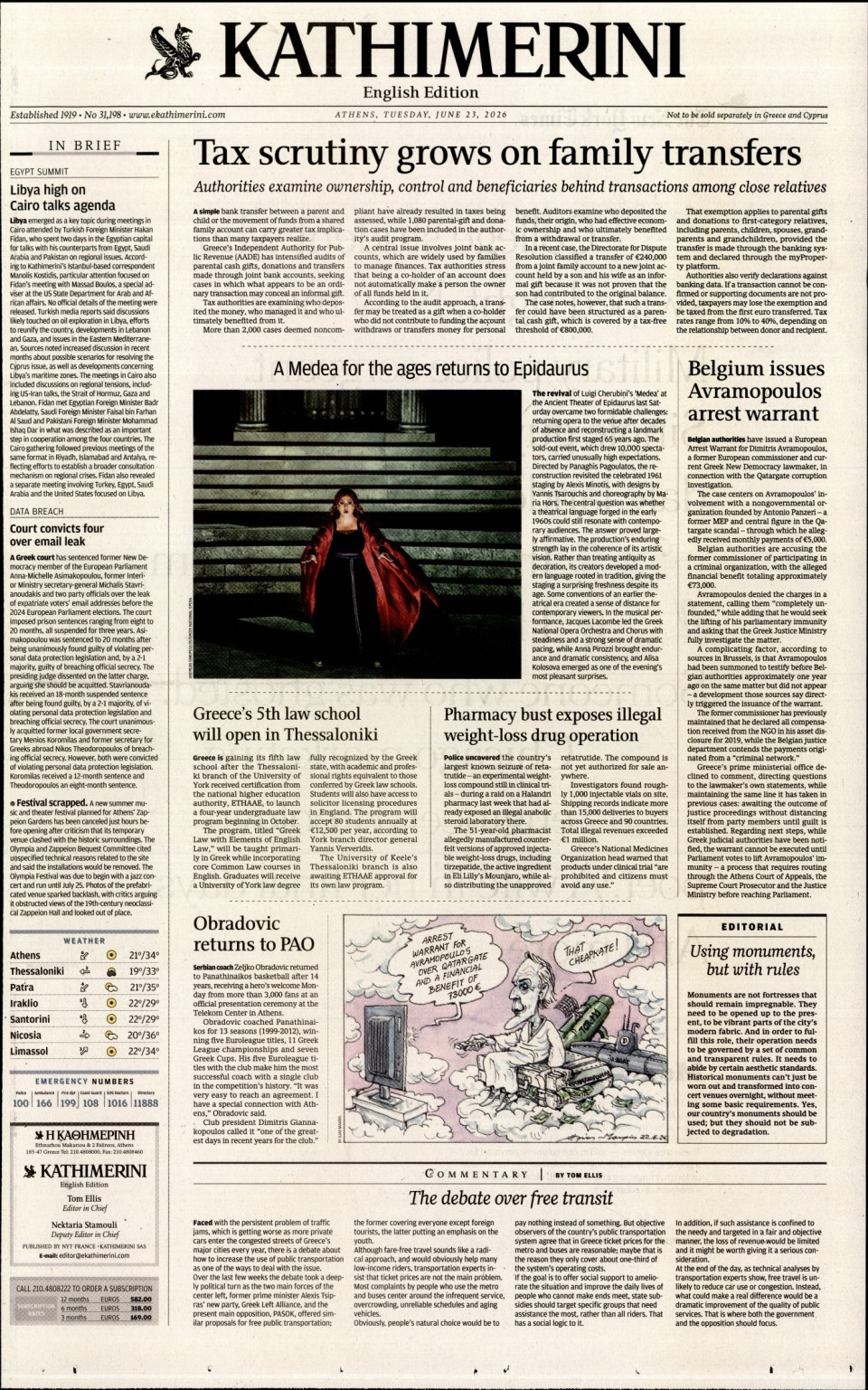 Πρωτοσέλιδο Εφημερίδας - INTERNATIONAL NEW YORK TIMES_KATHIMERINI - 2026-06-23