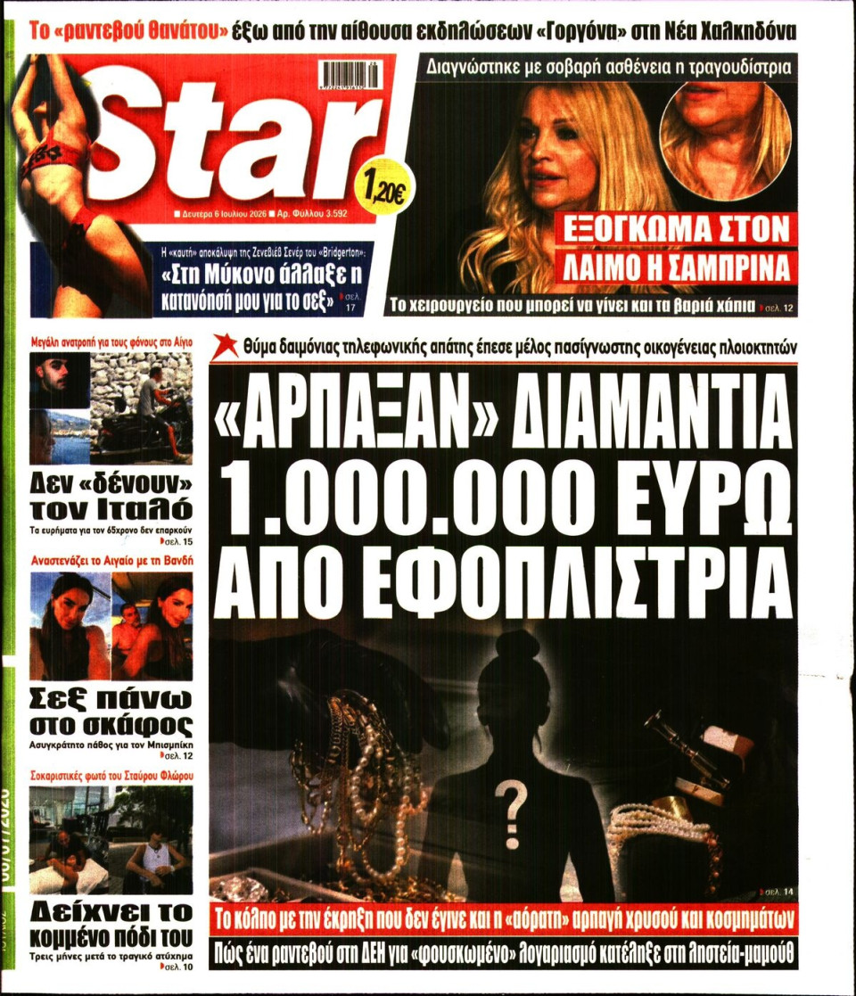 Πρωτοσέλιδο Εφημερίδας - Star Press - 2026-07-06