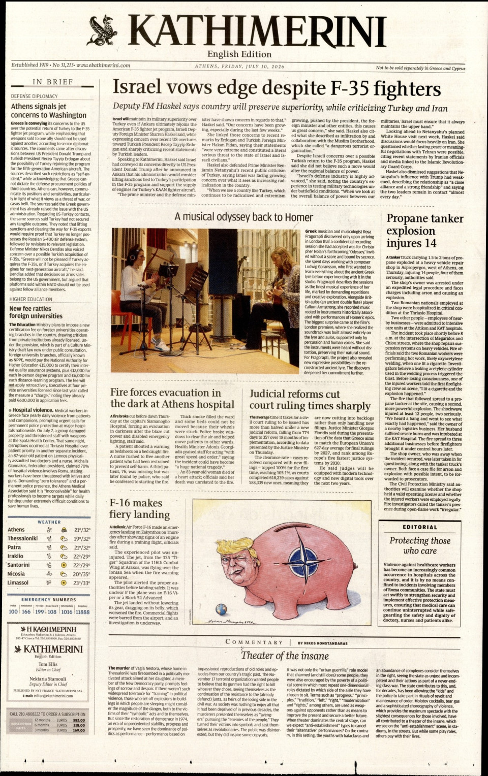 Πρωτοσέλιδο Εφημερίδας - INTERNATIONAL NEW YORK TIMES_KATHIMERINI - 2026-07-10