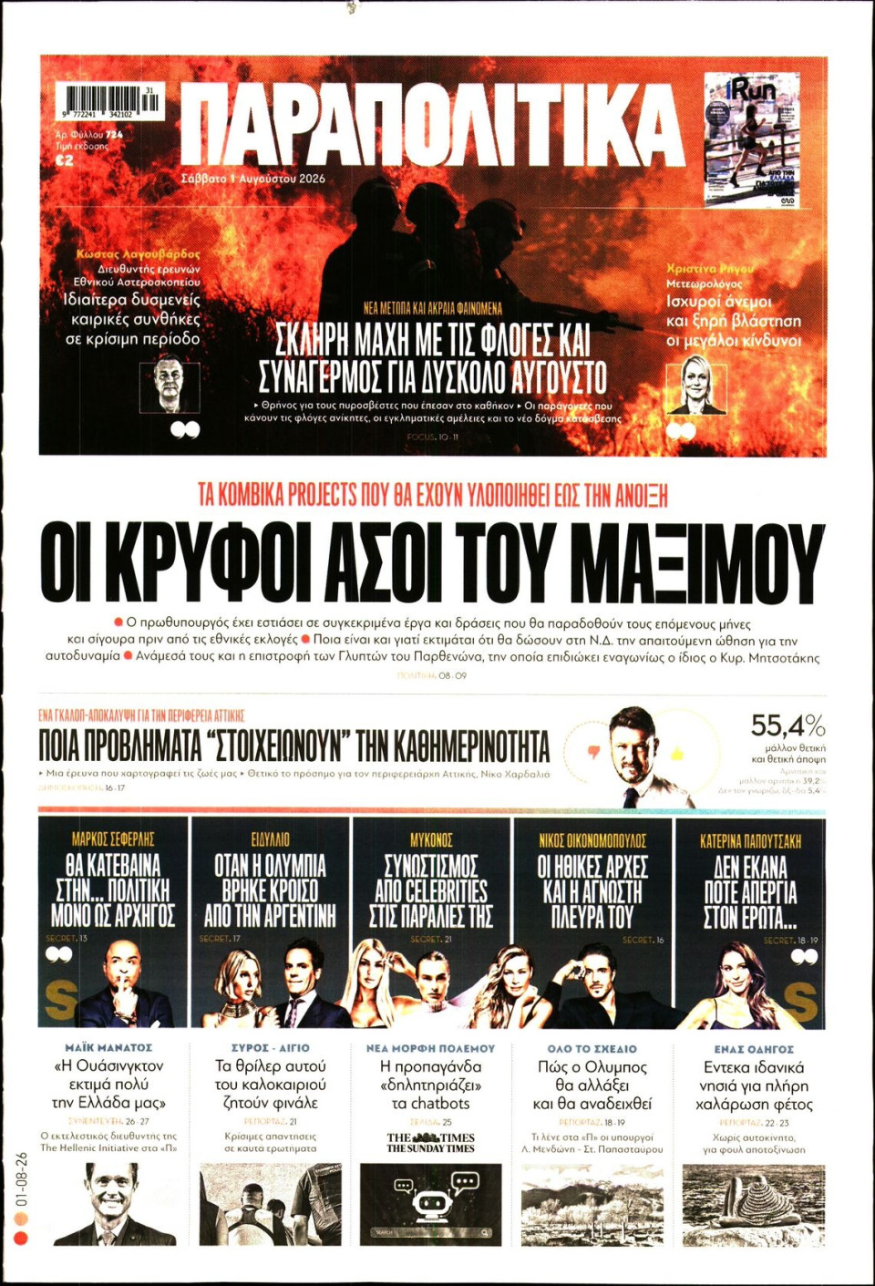 Πρωτοσέλιδο Εφημερίδας - Παραπολιτικά - 2026-08-01