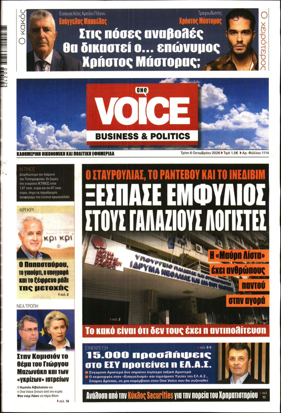 Πρωτοσέλιδο Εφημερίδας - FINANCE & MARKETS VOICE - 2026-10-06