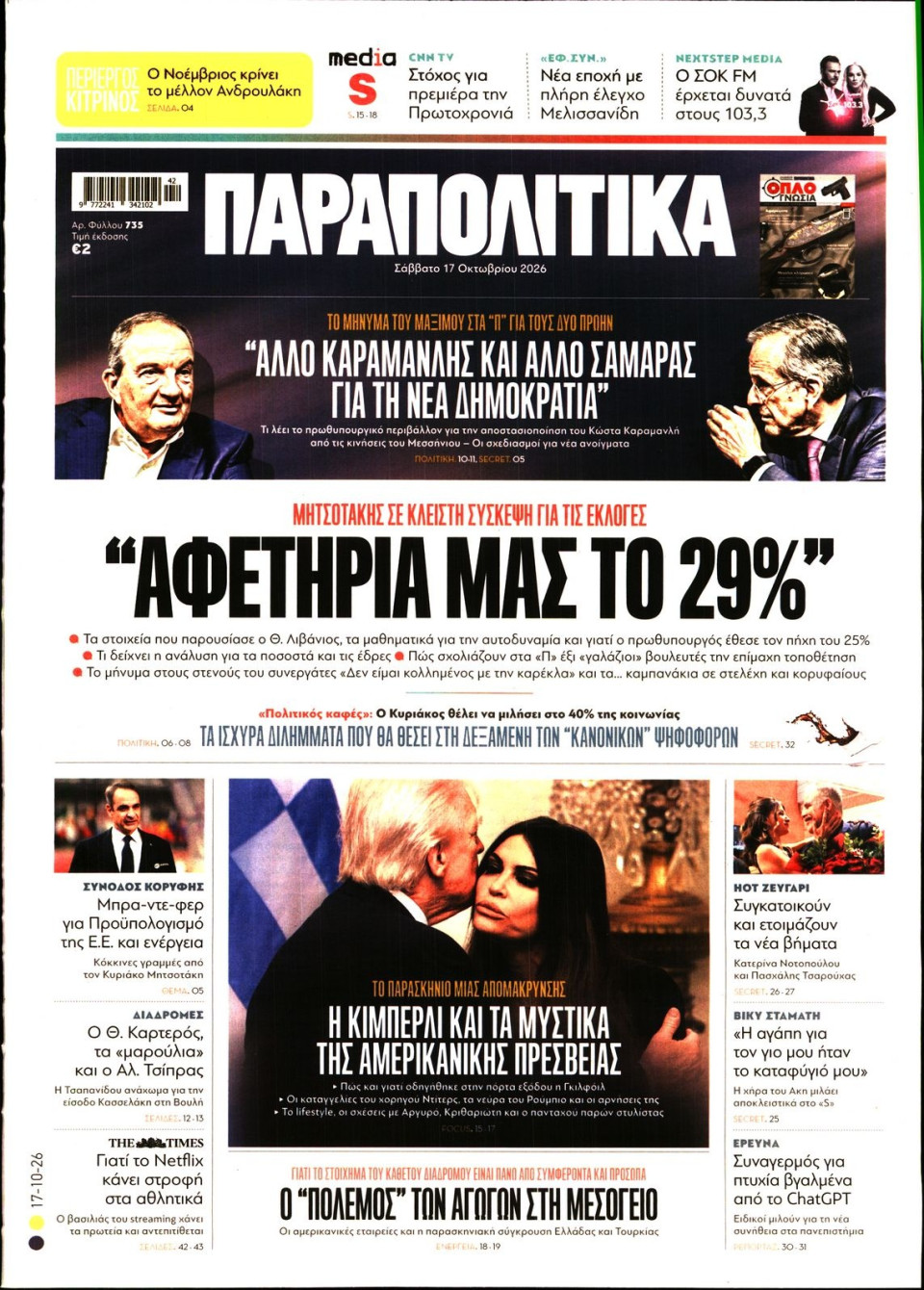 Πρωτοσέλιδο Εφημερίδας - Παραπολιτικά - 2026-10-17