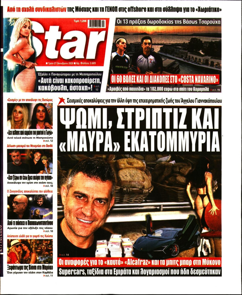 Πρωτοσέλιδο Εφημερίδας - Star Press - 2026-10-27